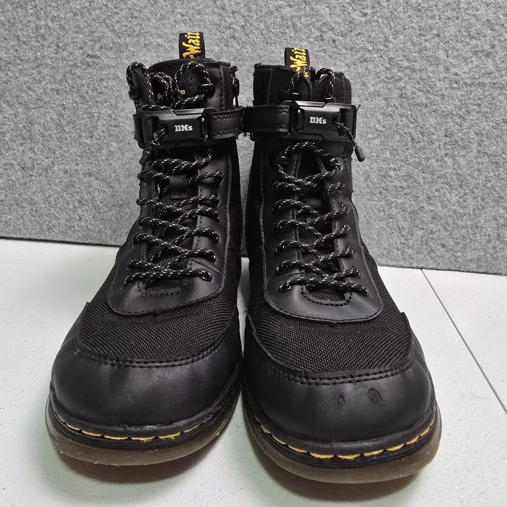 Dr. Martens Combs Techy Black Utility Boots Buckle Strap Zip Mens 5 Womens 6